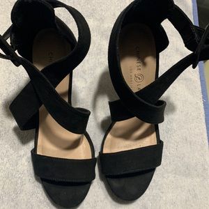 Black strapped heels